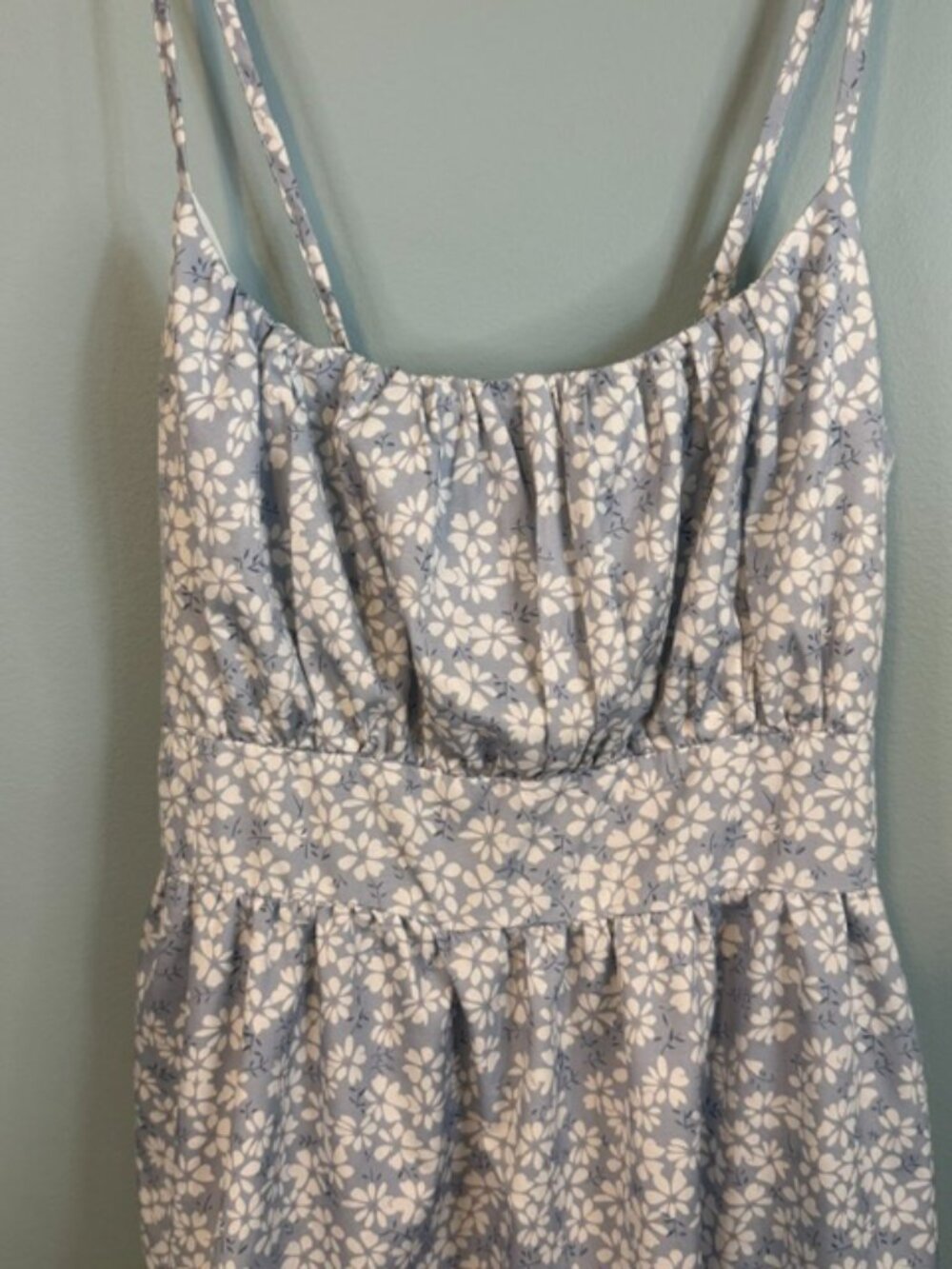 SHEIN Floral Ditsy Ruffle Tiered Cami Dress Blue White Sz SP - Picture 6 of 13